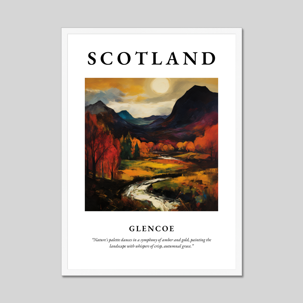 Poster in a white frame with the word Scotland