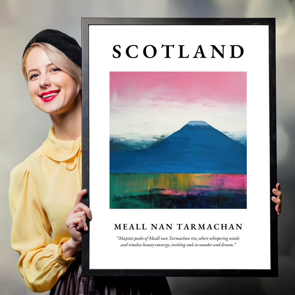 Person holding a poster of Meall nan Tarmachan