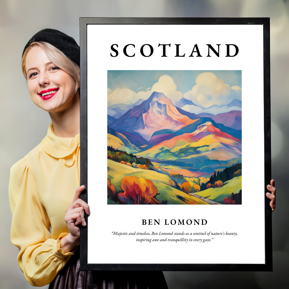 Person holding a poster of Ben Lomond