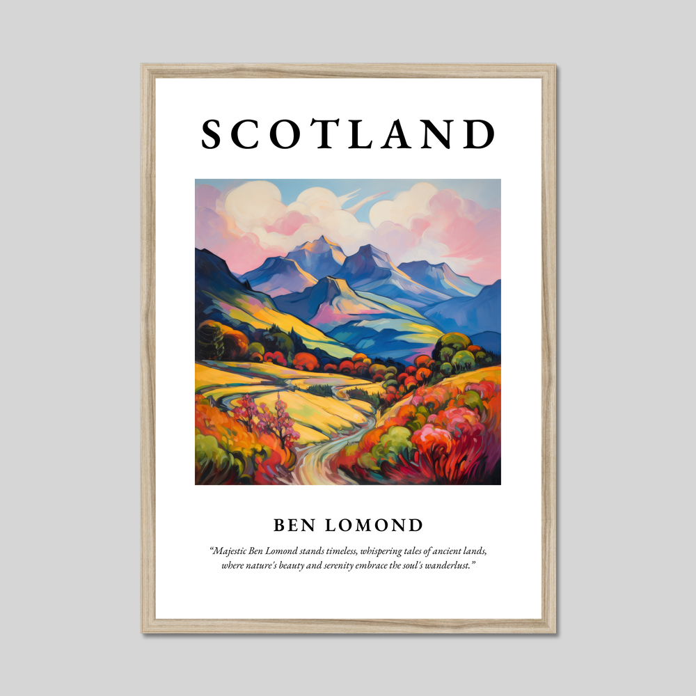 Poster in a natural frame with the word Scotland