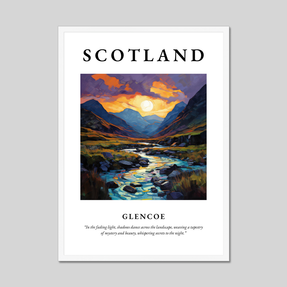 Poster in a white frame with the word Scotland