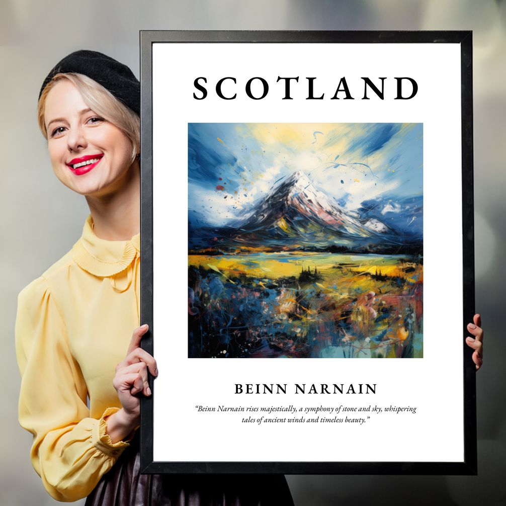 Person holding a poster of Beinn Narnain