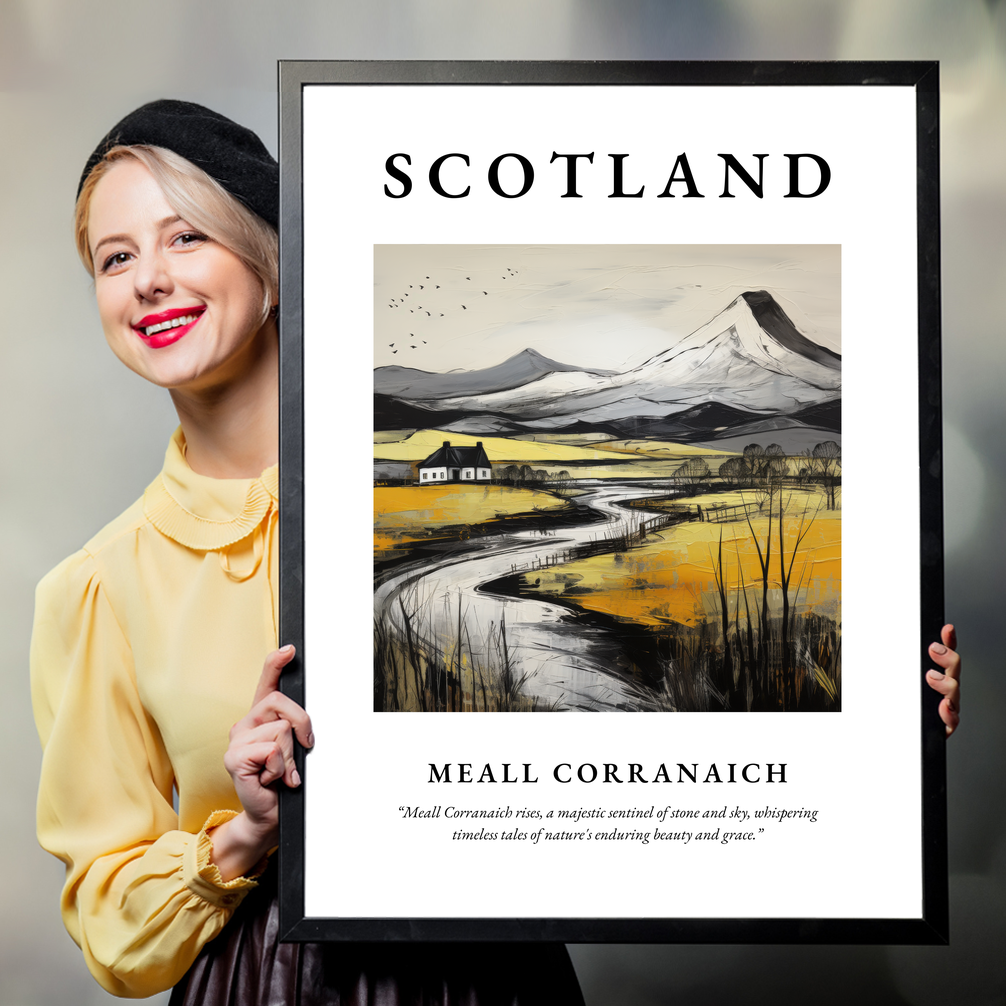 Person holding a poster of Meall Corranaich