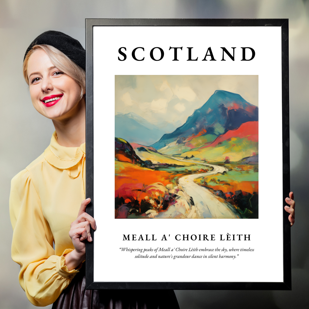 Person holding a poster of Meall a' Choire Lèith