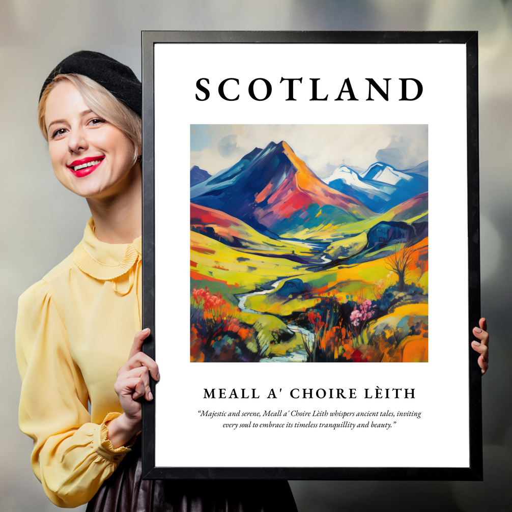 Person holding a poster of Meall a' Choire Lèith