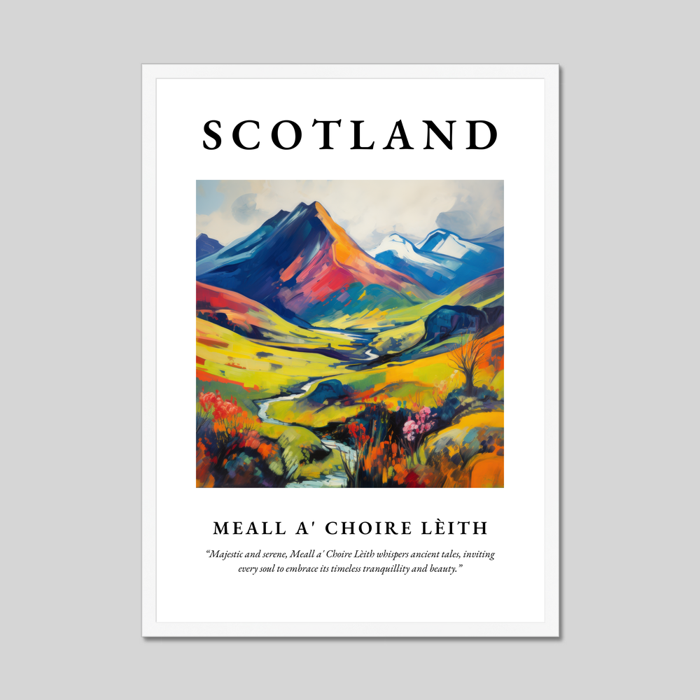 Poster in a white frame with the word Scotland