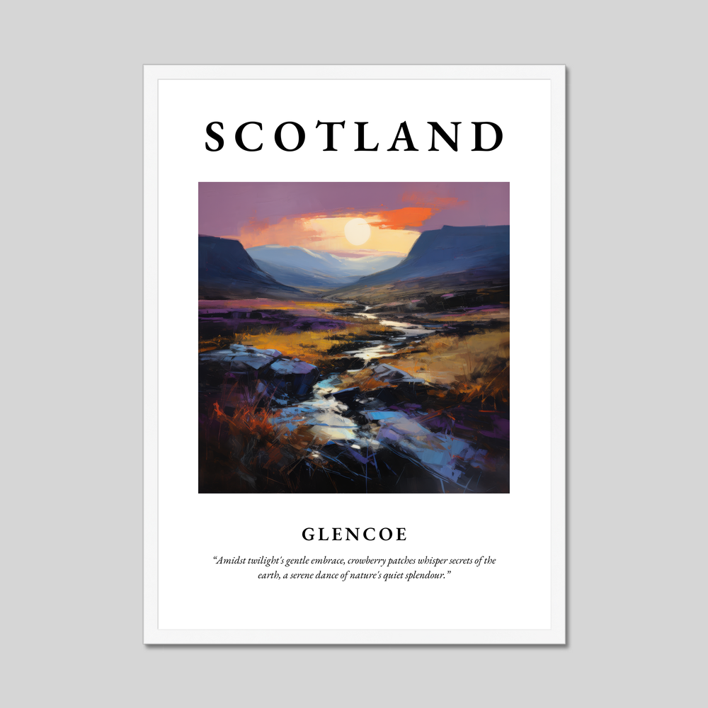 Poster in a white frame with the word Scotland