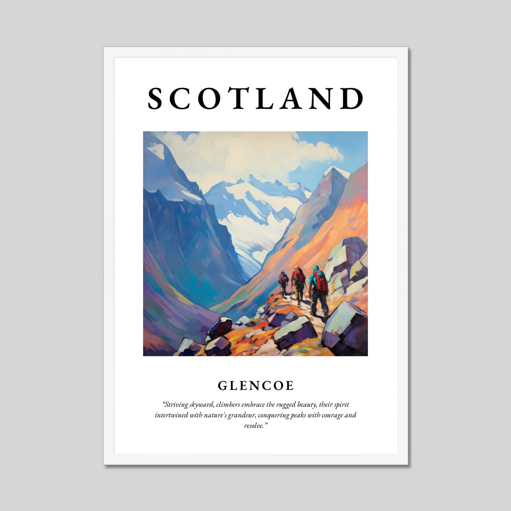 Poster in a white frame with the word Scotland