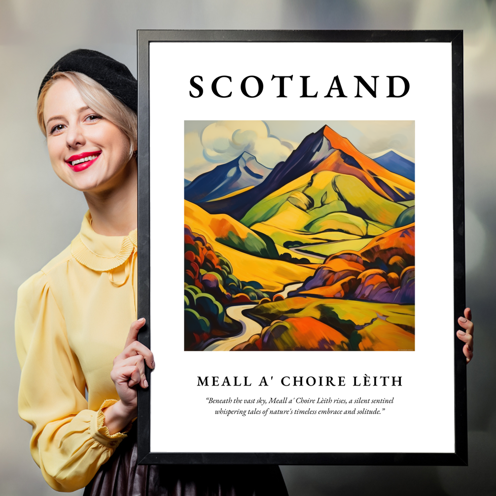 Person holding a poster of Meall a' Choire Lèith