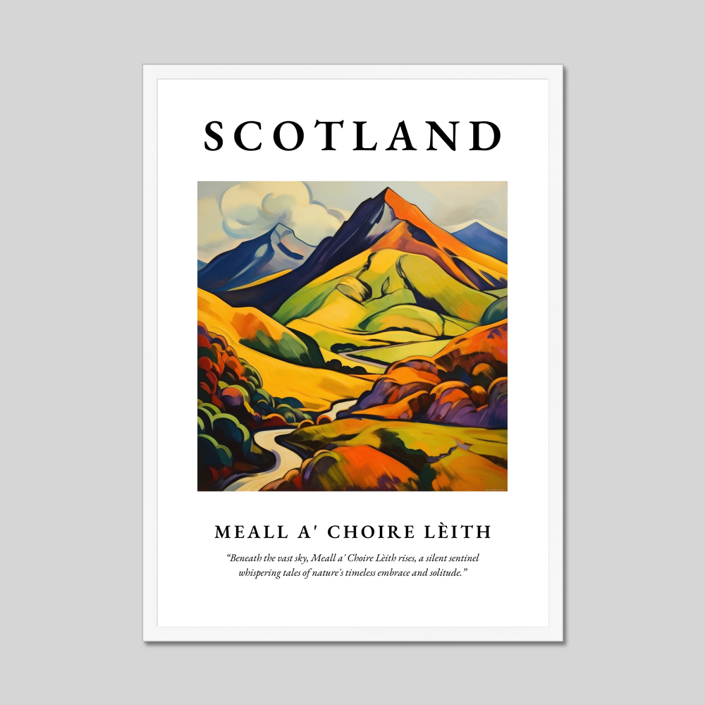 Poster in a white frame with the word Scotland