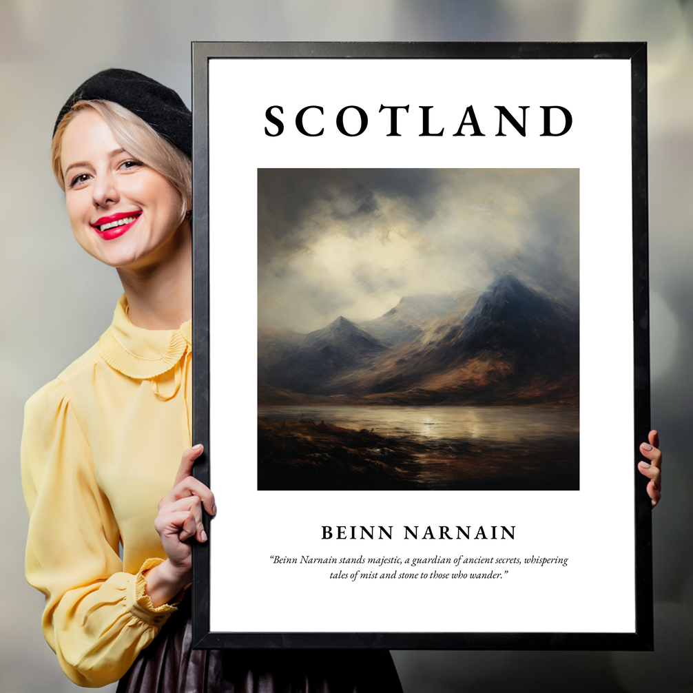 Person holding a poster of Beinn Narnain