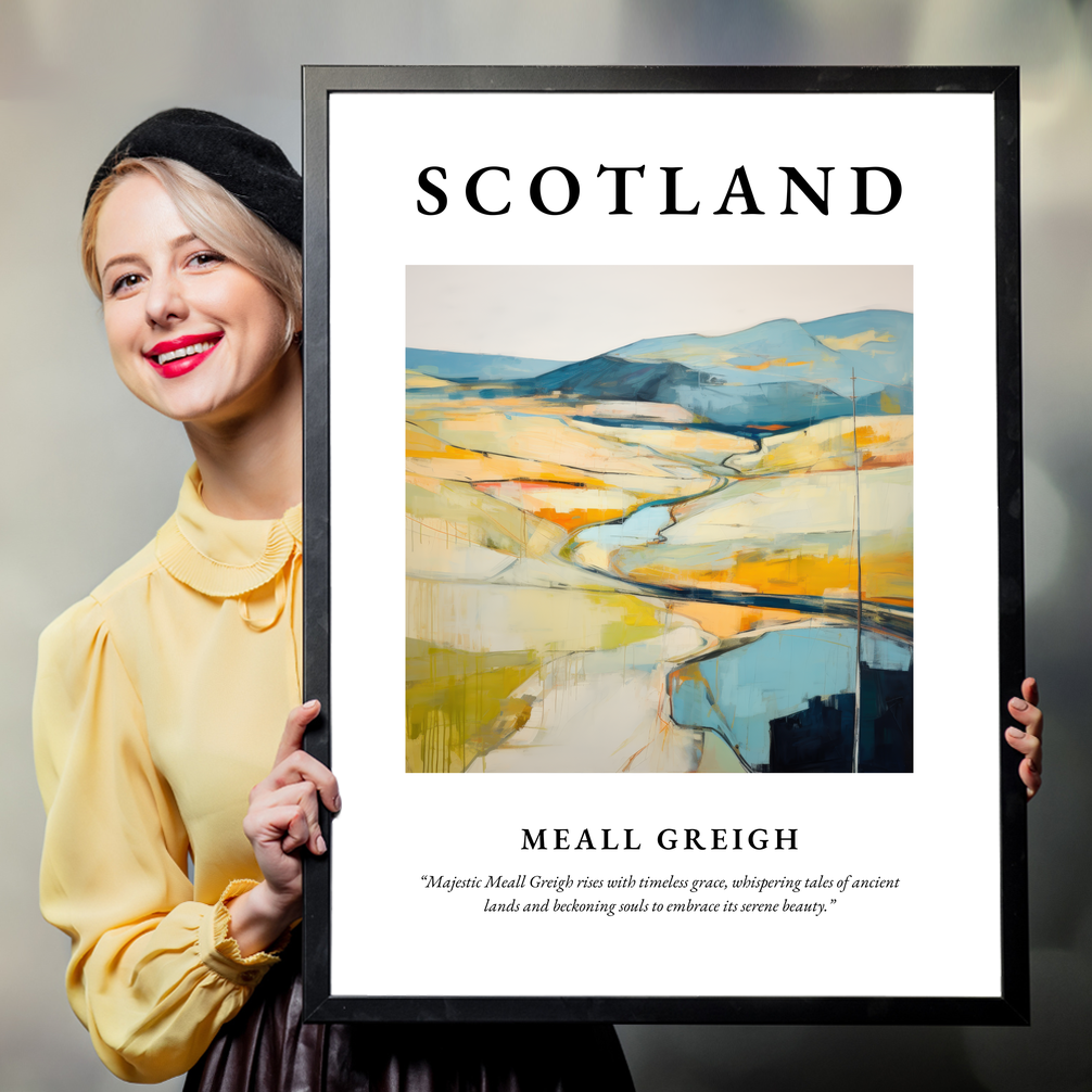 Person holding a poster of Meall Greigh