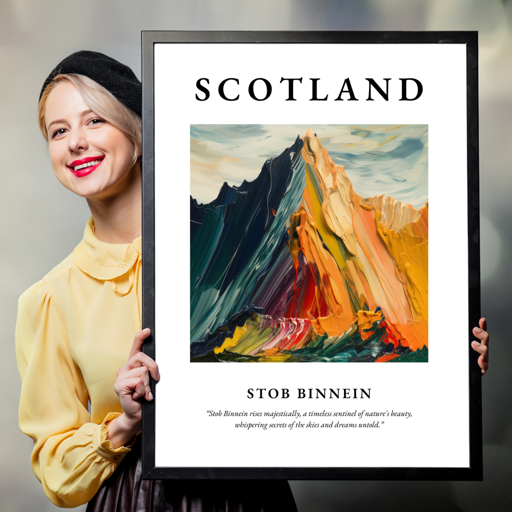 Person holding a poster of Stob Binnein