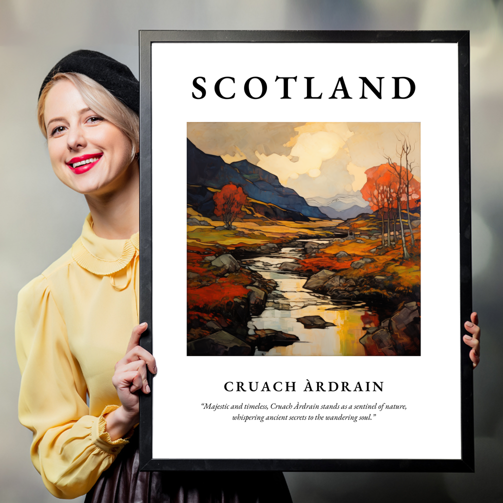 Person holding a poster of Cruach Àrdrain