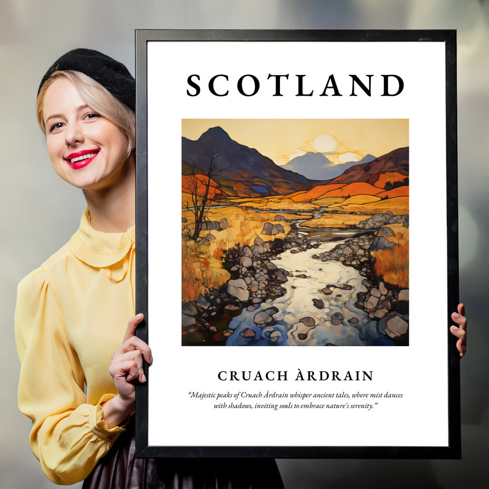 Person holding a poster of Cruach Àrdrain