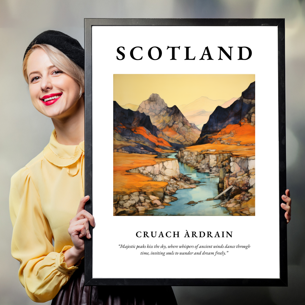 Person holding a poster of Cruach Àrdrain