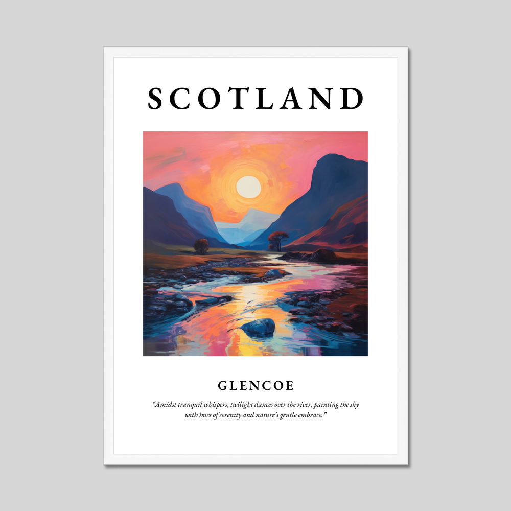 Poster in a white frame with the word Scotland