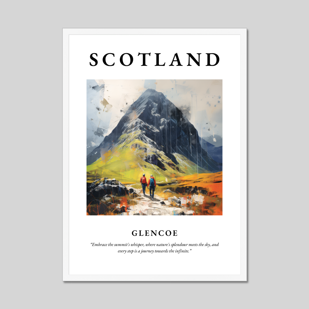 Poster in a white frame with the word Scotland