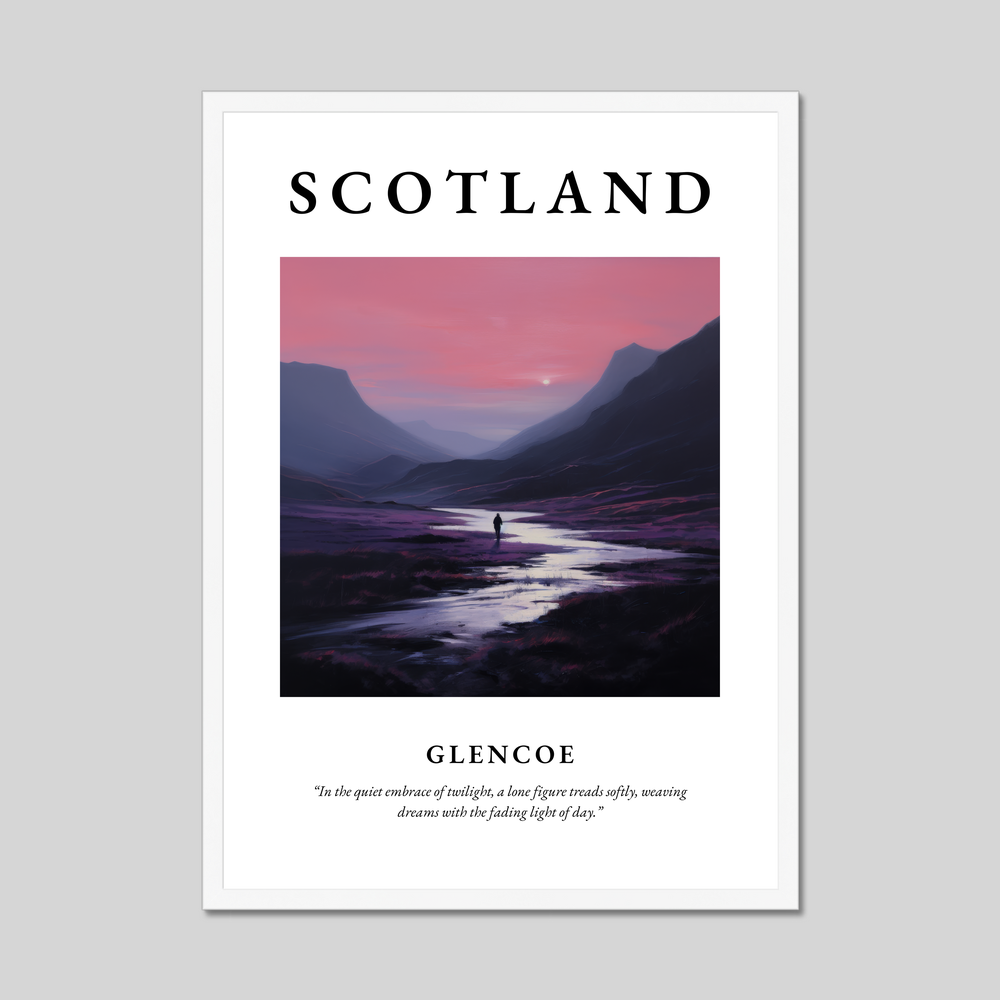 Poster in a white frame with the word Scotland