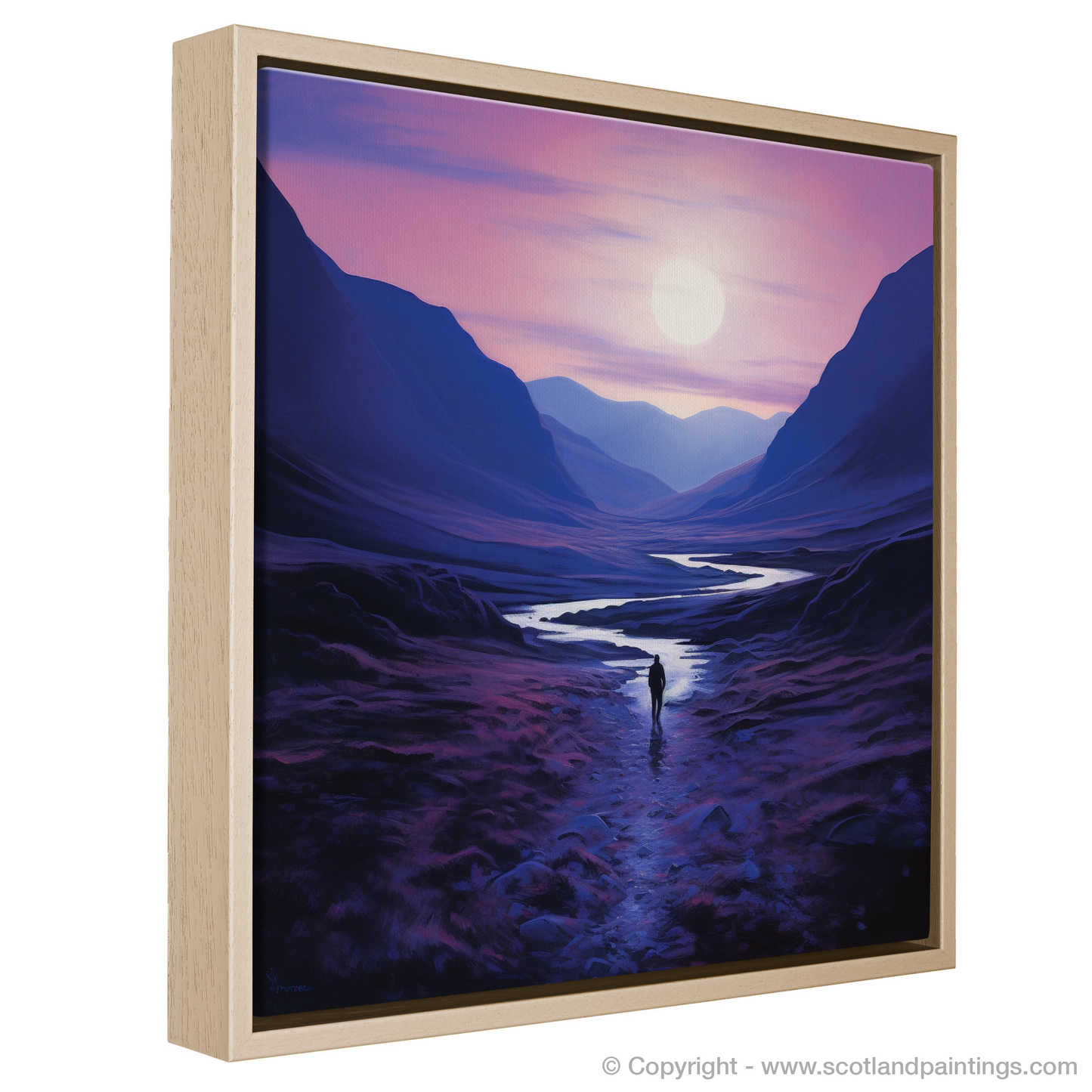 Painting and Art Print of Solitary walker at dusk in Glencoe entitled "Solitary Walker at Twilight in Glencoe".