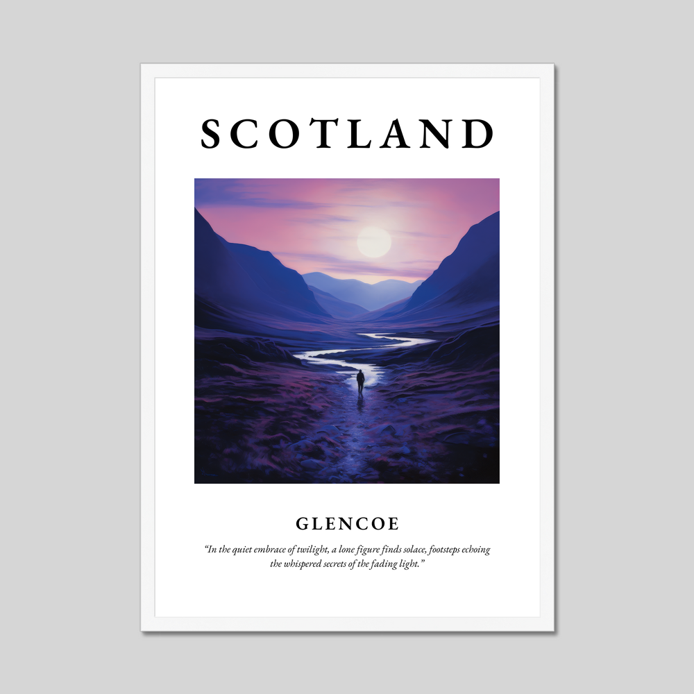 Poster in a white frame with the word Scotland