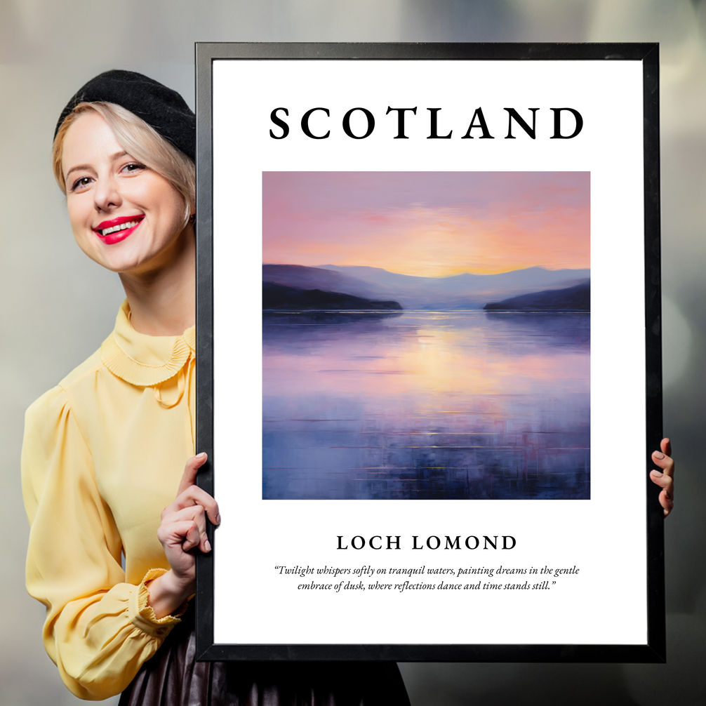 Person holding a poster of Loch Lomond