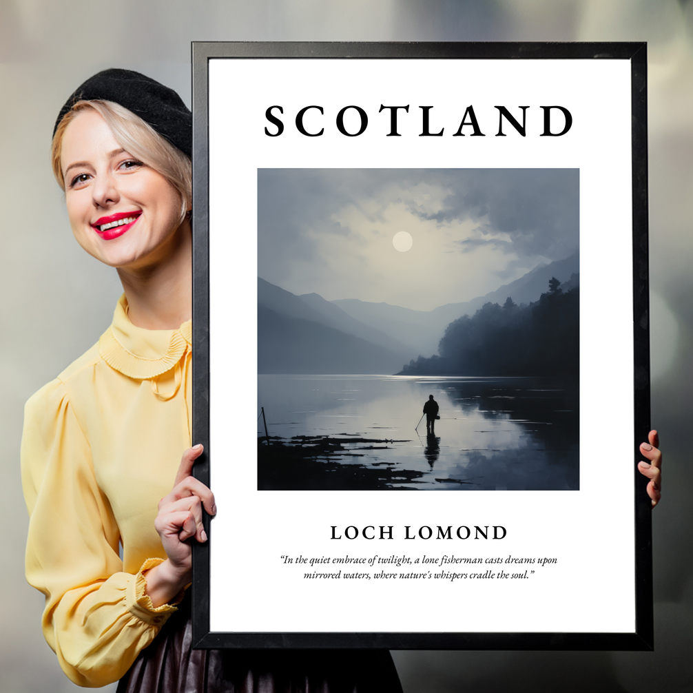 Person holding a poster of Loch Lomond