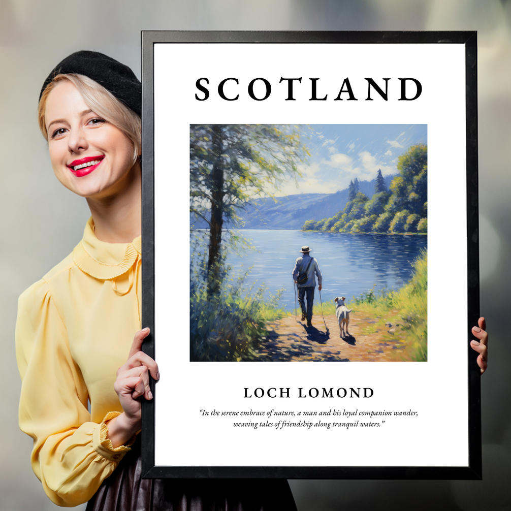 Person holding a poster of Loch Lomond