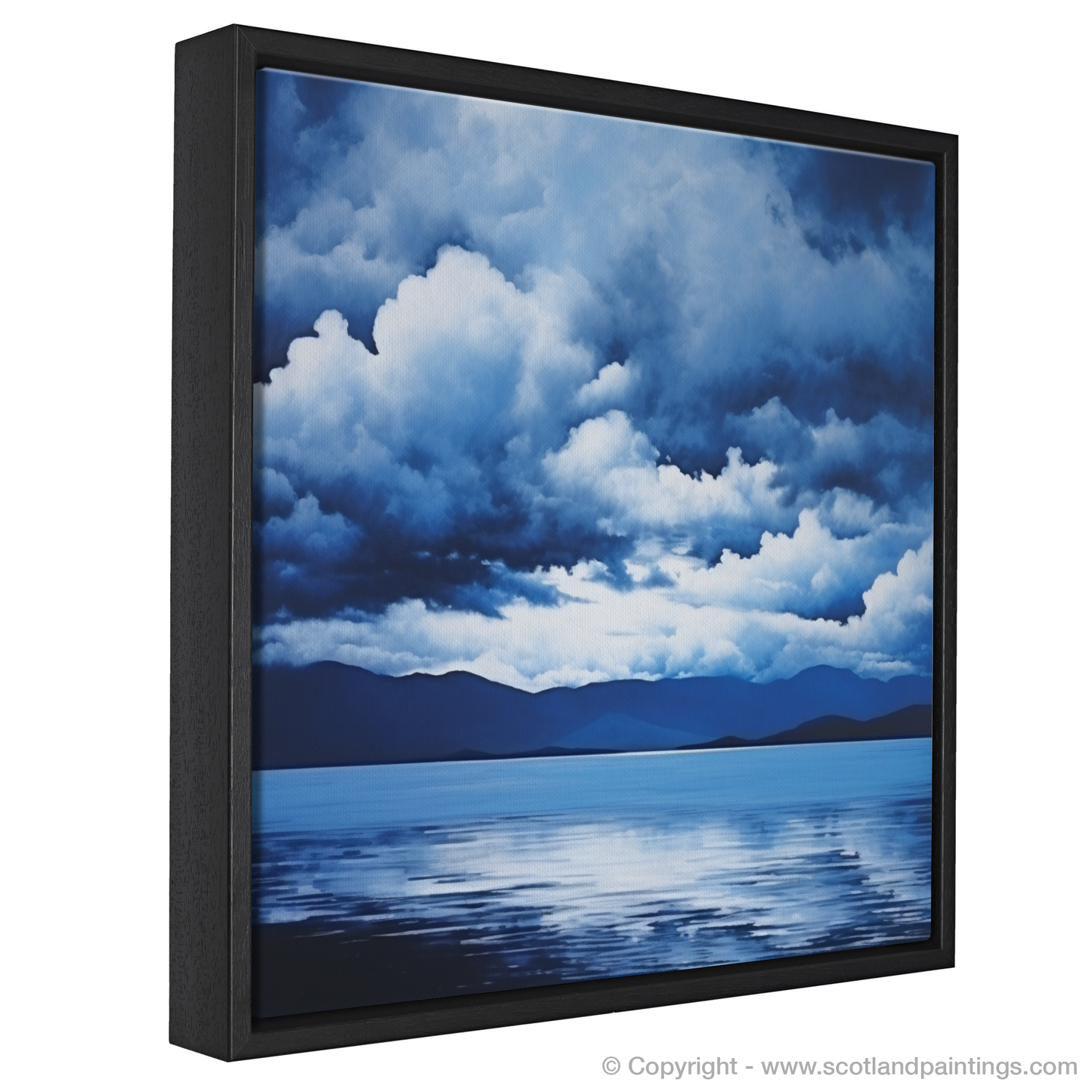 Painting and Art Print of Storm clouds above Loch Lomond entitled "Storm Over Loch Lomond: A Minimalist Masterpiece".