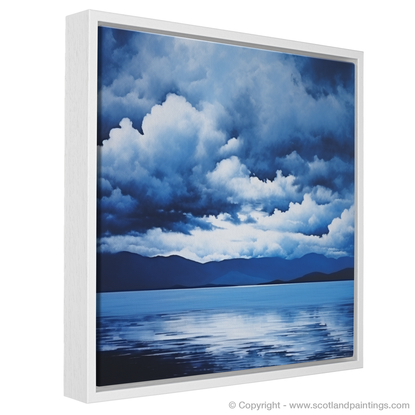 Painting and Art Print of Storm clouds above Loch Lomond entitled "Storm Over Loch Lomond: A Minimalist Masterpiece".