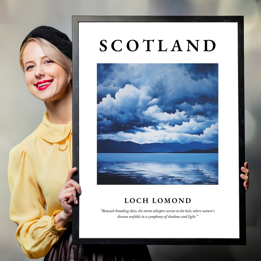 Person holding a poster of Loch Lomond