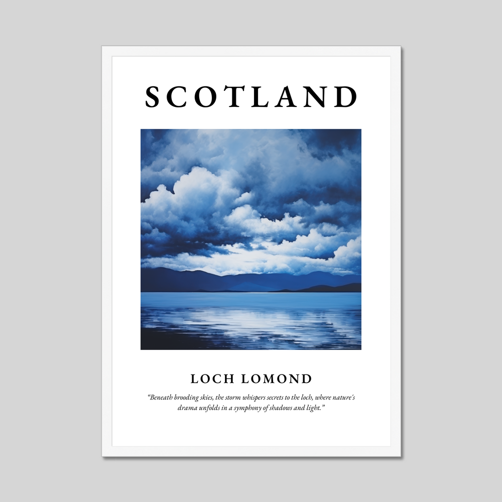 Poster in a white frame with the word Scotland