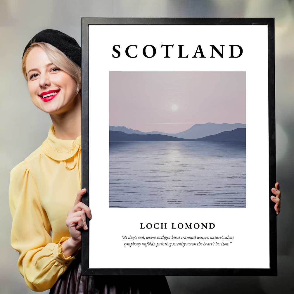 Person holding a poster of Loch Lomond