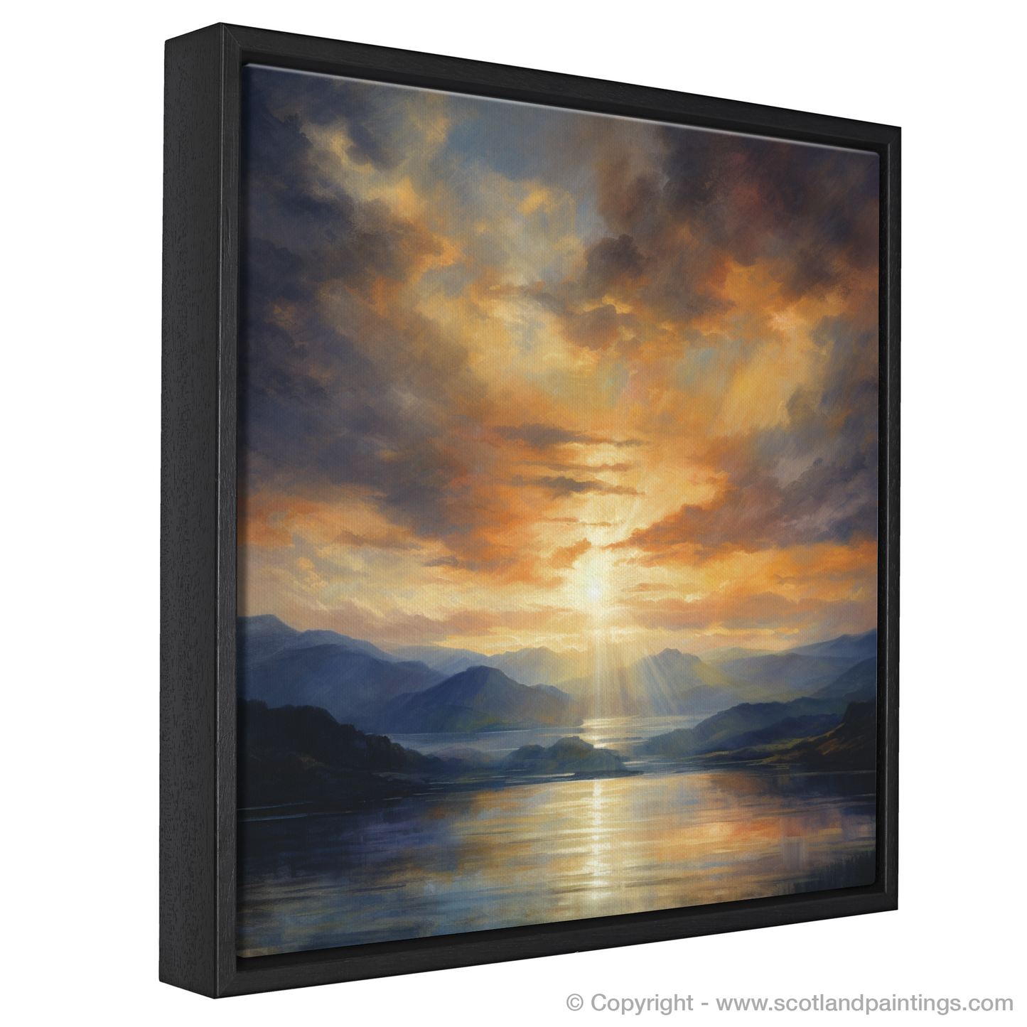 Painting and Art Print of Crepuscular rays above Loch Lomond entitled "Crepuscular Majesty over Loch Lomond".