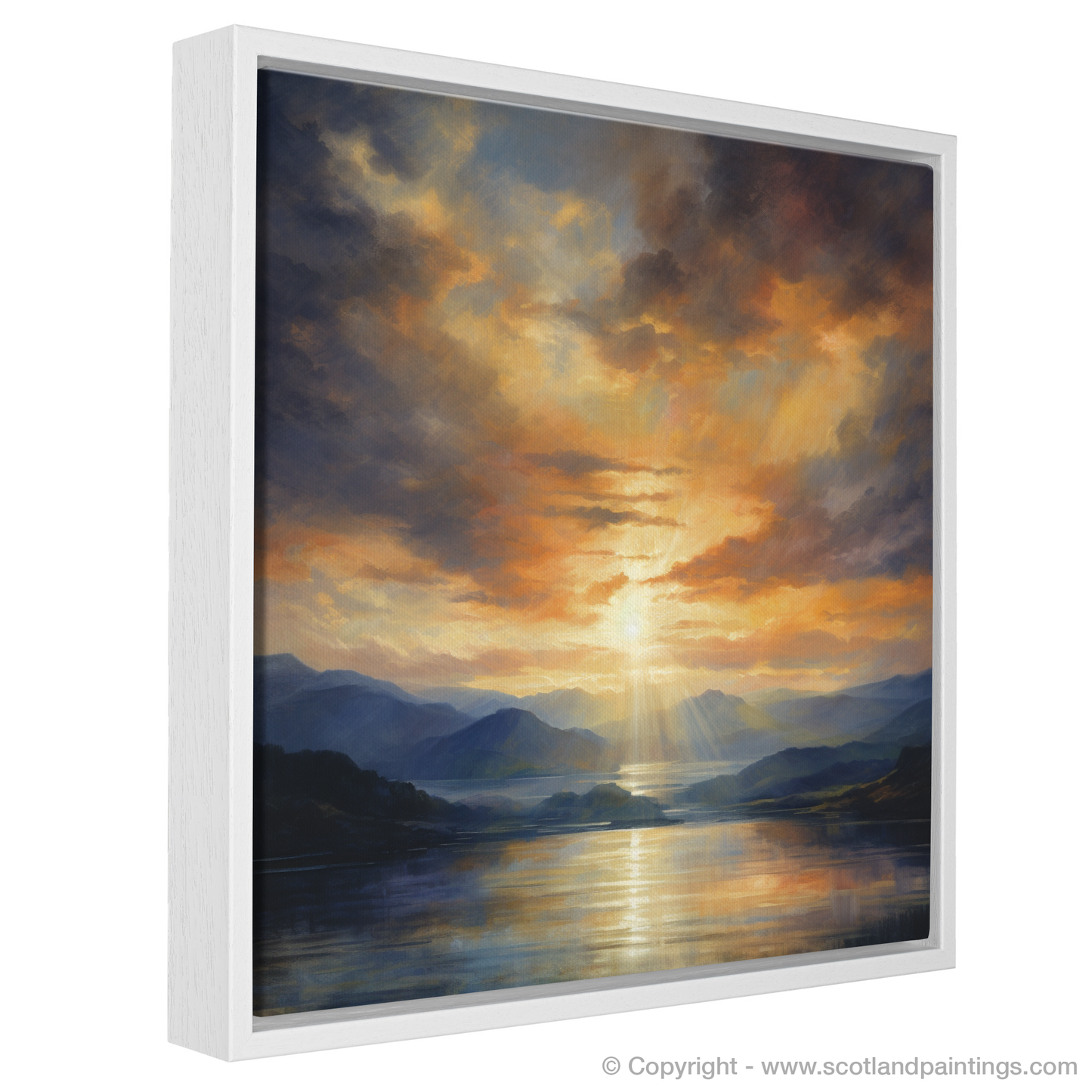 Painting and Art Print of Crepuscular rays above Loch Lomond entitled "Crepuscular Majesty over Loch Lomond".