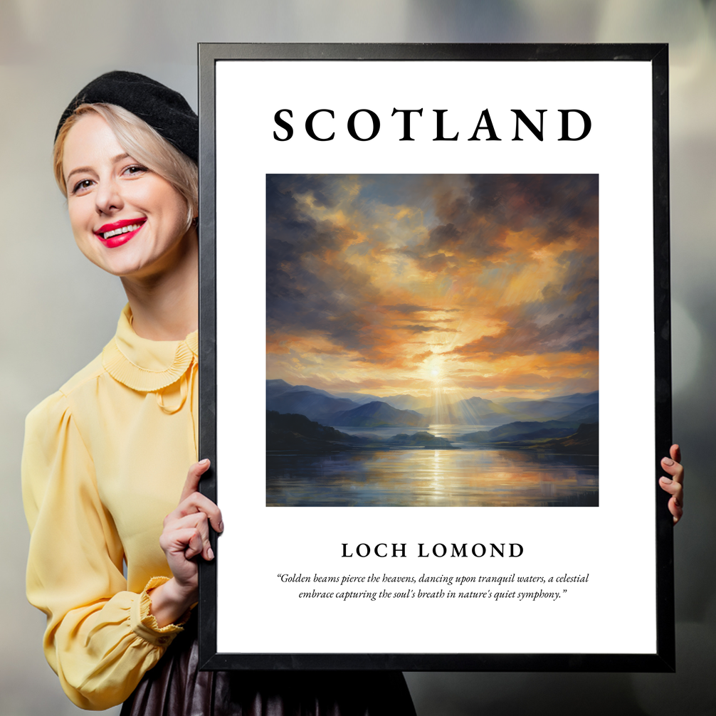 Person holding a poster of Loch Lomond