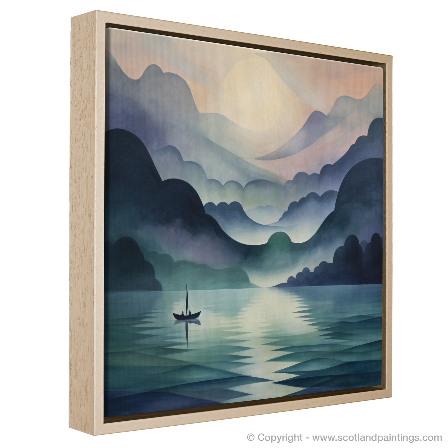 Painting and Art Print of Misty morning on Loch Lomond entitled "Misty Serenity of Loch Lomond".