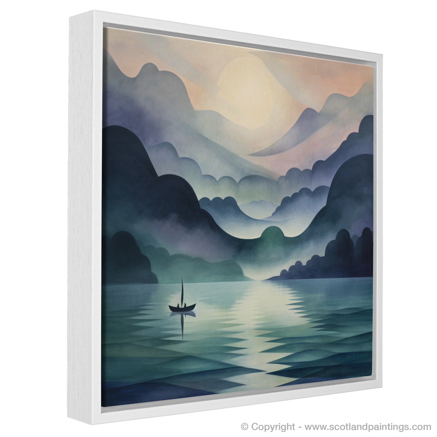 Painting and Art Print of Misty morning on Loch Lomond entitled "Misty Serenity of Loch Lomond".