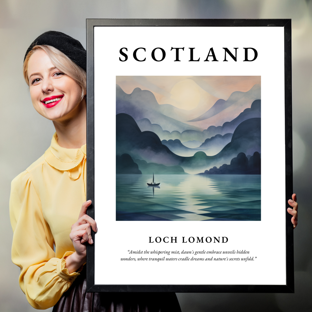 Person holding a poster of Loch Lomond