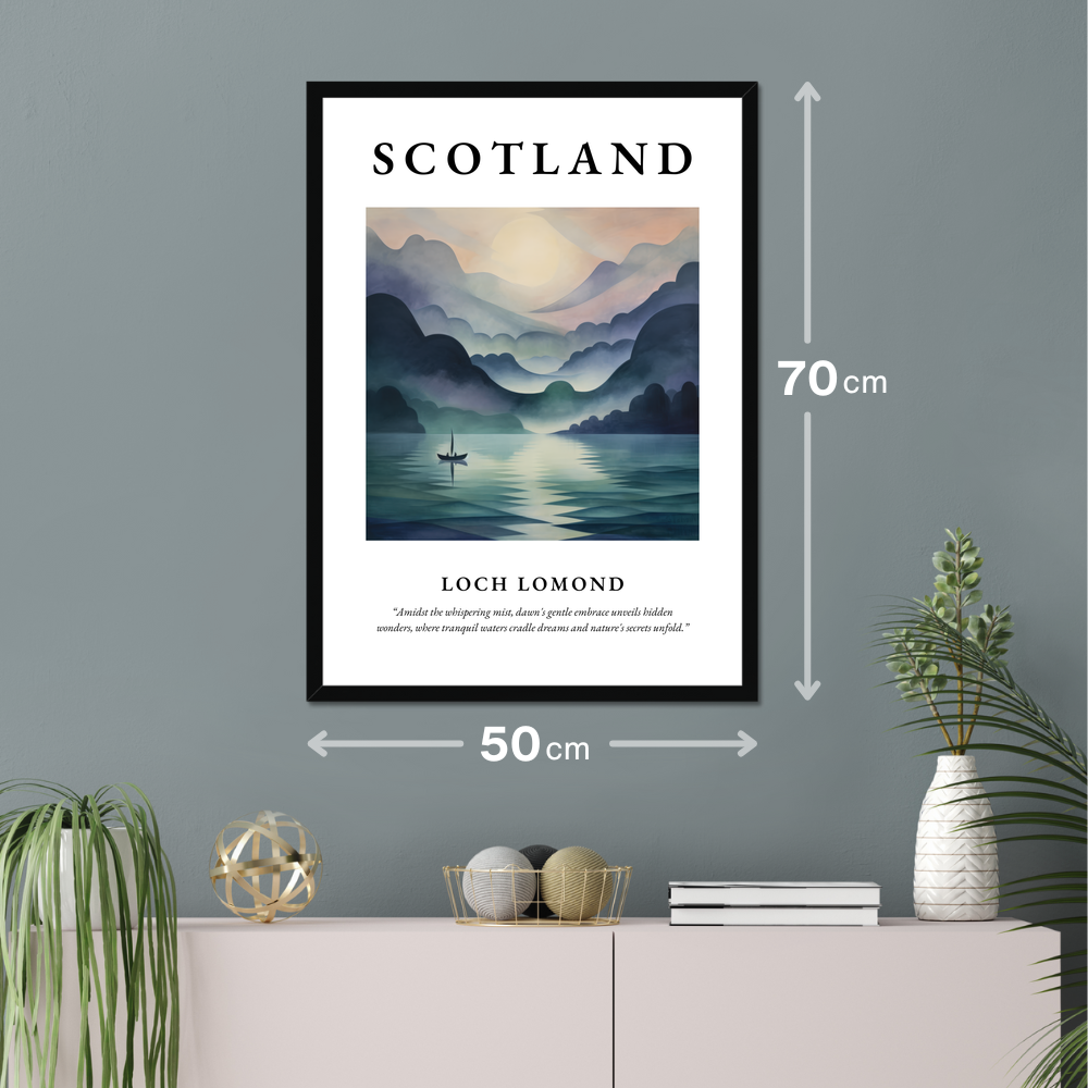 Poster of Loch Lomond hanging on a wall