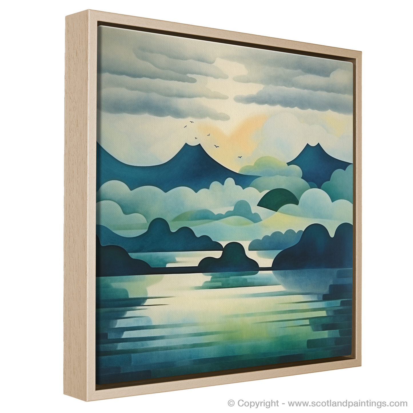 Painting and Art Print of Misty morning on Loch Lomond entitled "Misty Morning Majesty: An Abstract Ode to Loch Lomond".