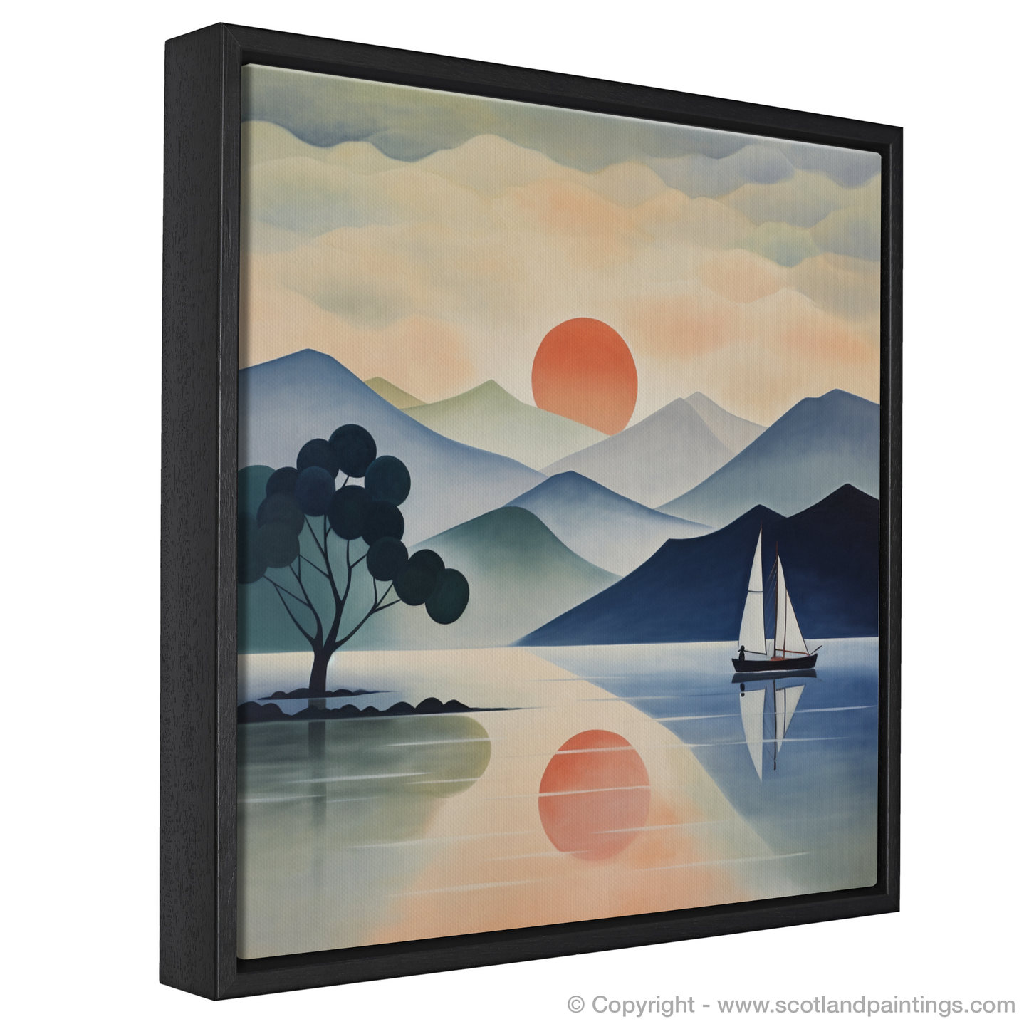 Painting and Art Print of Misty morning on Loch Lomond entitled "Misty Morning Magic on Loch Lomond".