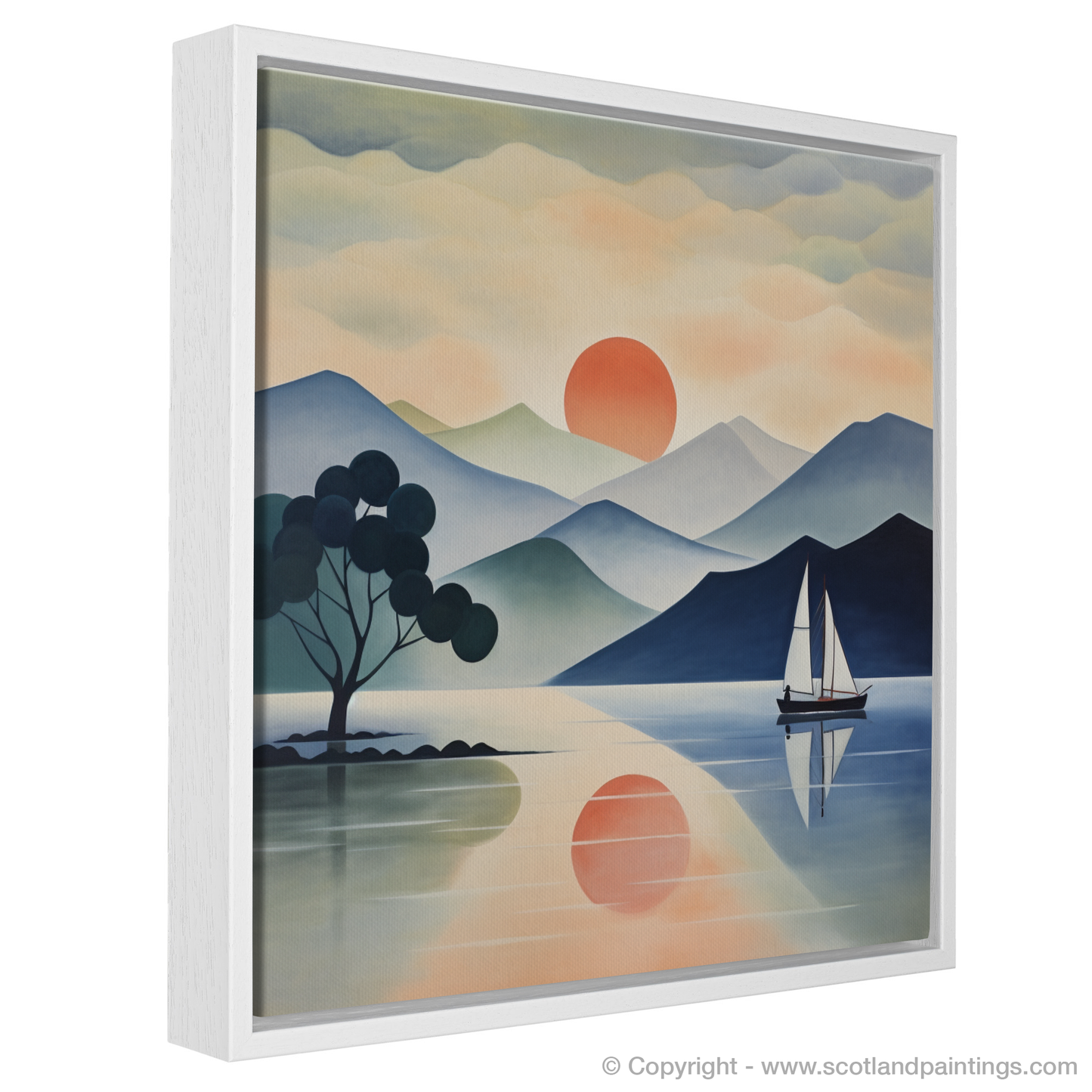 Painting and Art Print of Misty morning on Loch Lomond entitled "Misty Morning Magic on Loch Lomond".