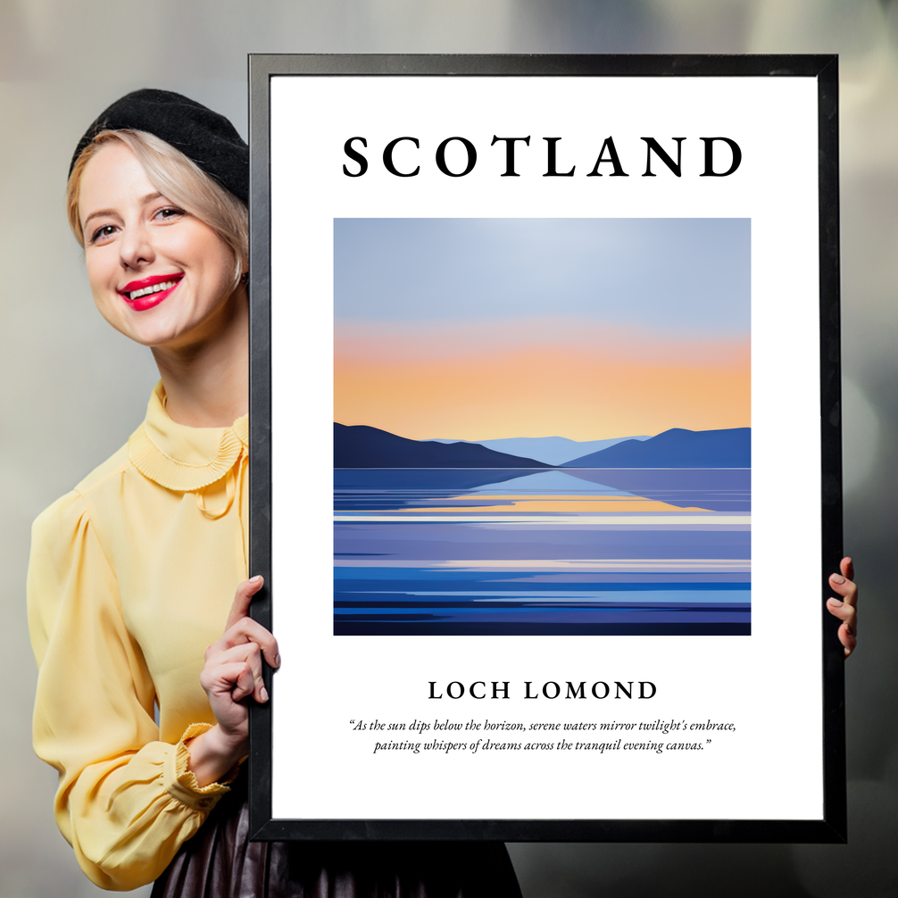 Person holding a poster of Loch Lomond