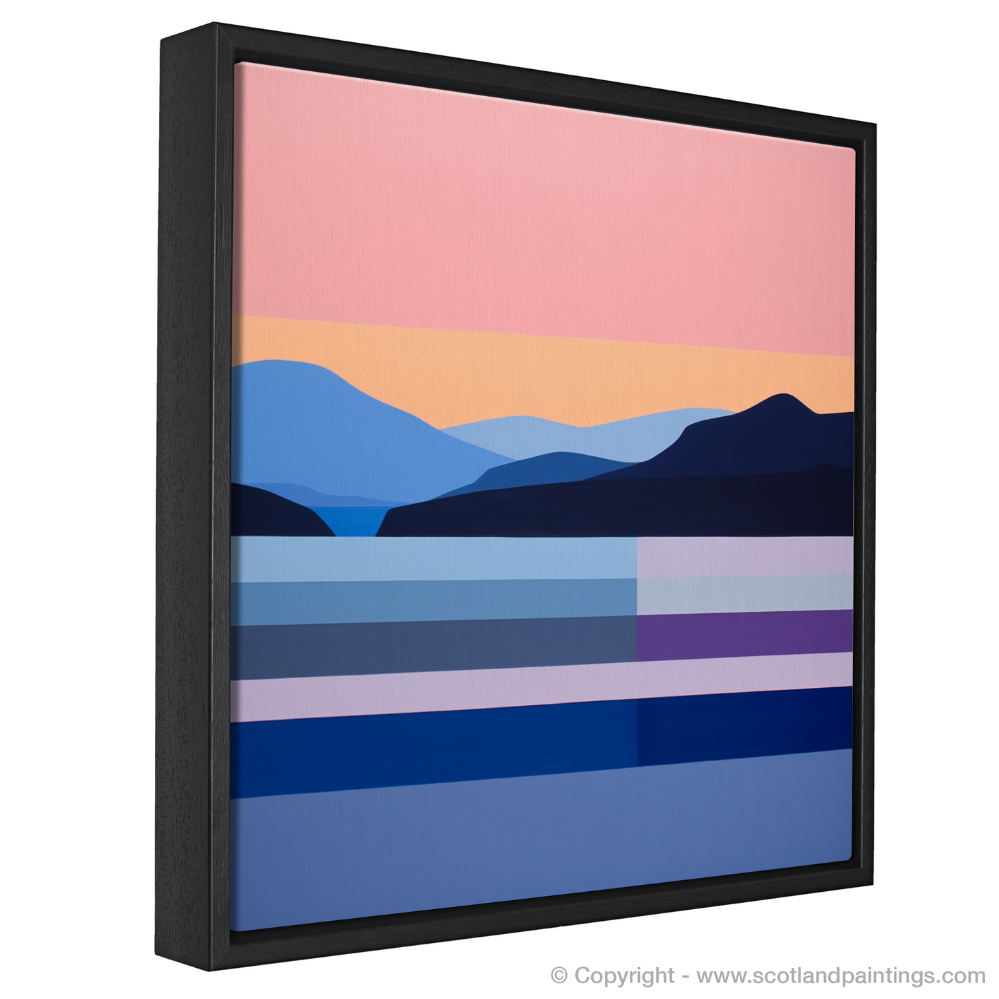 Painting and Art Print of Dusk on Loch Lomond entitled "Dusk over Loch Lomond: A Minimalist Homage".