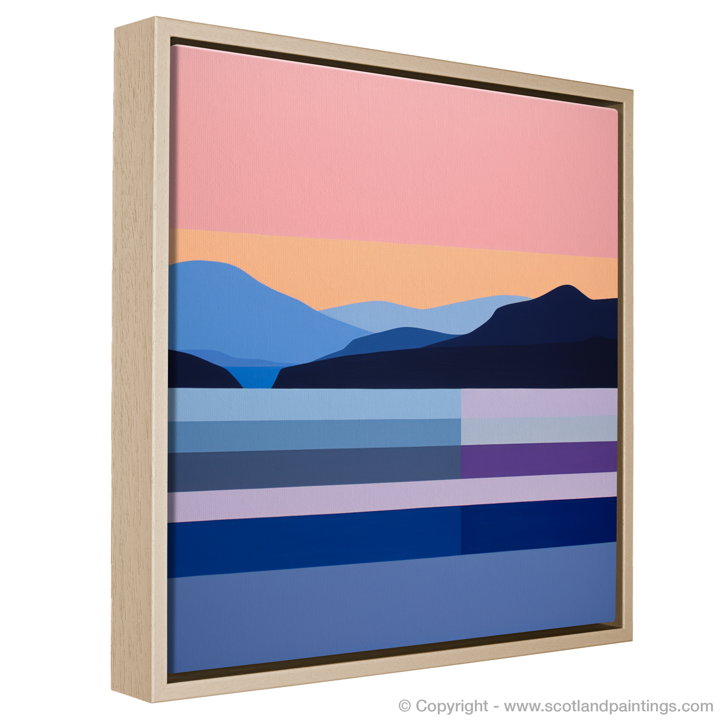 Painting and Art Print of Dusk on Loch Lomond entitled "Dusk over Loch Lomond: A Minimalist Homage".