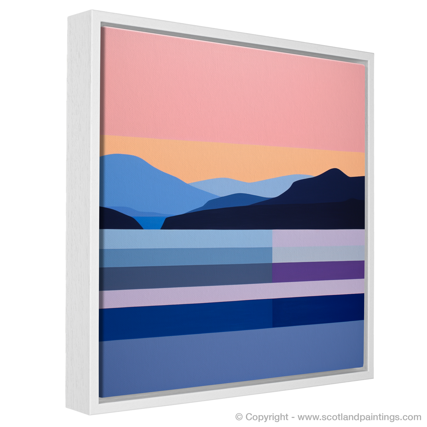 Painting and Art Print of Dusk on Loch Lomond entitled "Dusk over Loch Lomond: A Minimalist Homage".