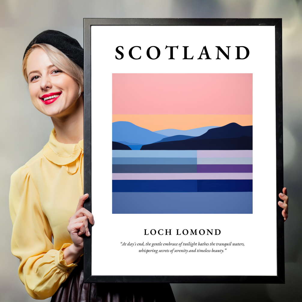 Person holding a poster of Loch Lomond