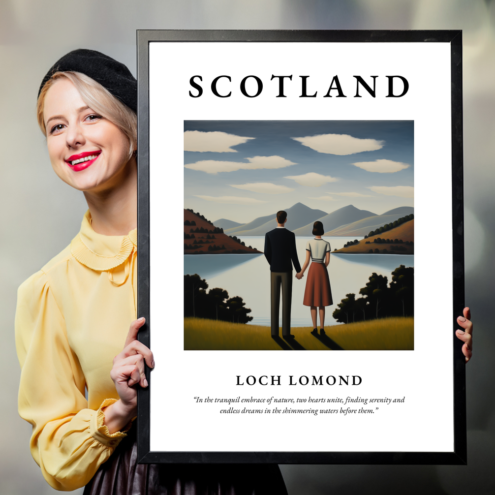 Person holding a poster of Loch Lomond