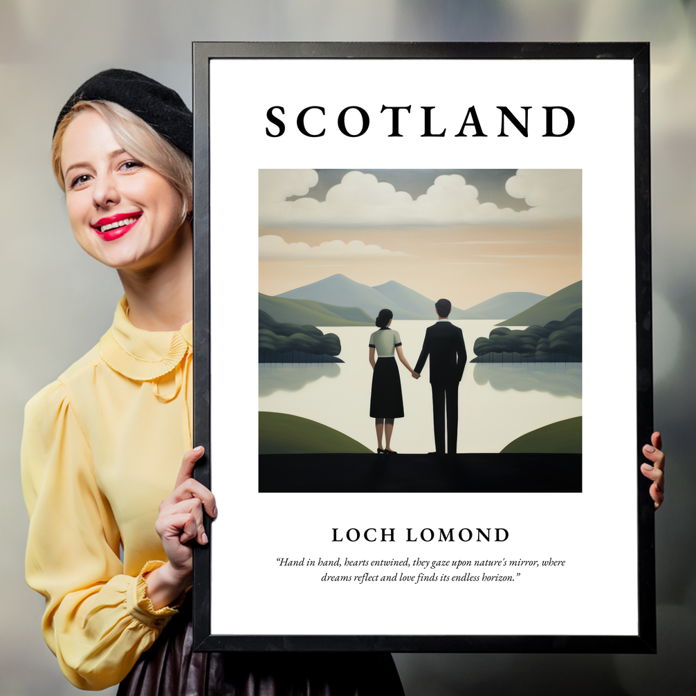 Person holding a poster of Loch Lomond